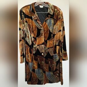 Vintage Clio II Velvet Polyester Fan Print Jacket
